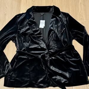 NWT! J JILL WEAREVER BLACK VELVET KNIT BLAZER-XL ONE BUTTON FRONT-GORGEOUS!